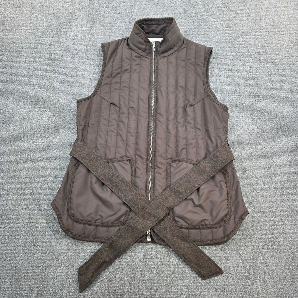 Peter Millar Womens Scout Quilted Travel Vest Medium Brown Sleeveless‎ NWT